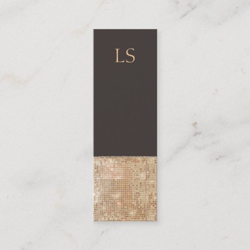 Customizable Monogram Mini Gold Sequin Business Card