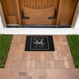 Monogram Minimal Black and White Doormat