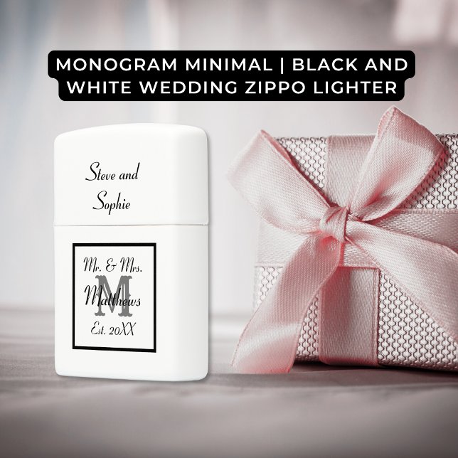 Monogram Minimal | Black and White Wedding Zippo Lighter (Creator Uploaded)