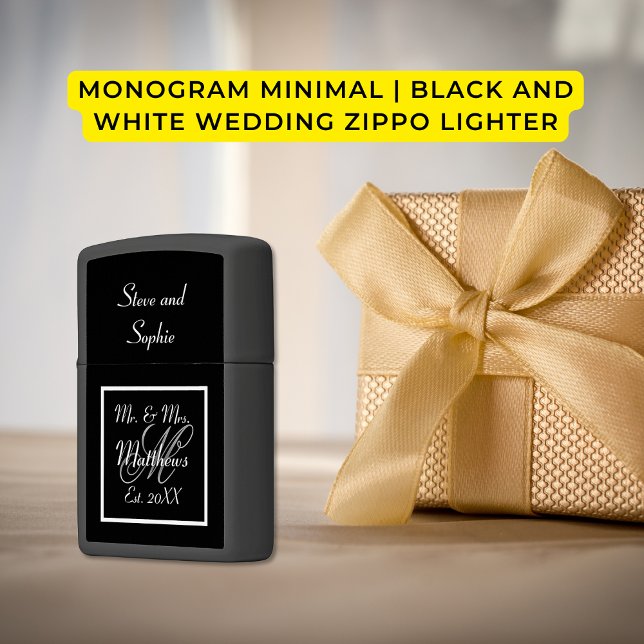 Monogram Minimal | Black and White Wedding Zippo Lighter (Creator Uploaded)