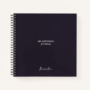 Monogram Minimal Charcoal Gray White Spiral Notebook