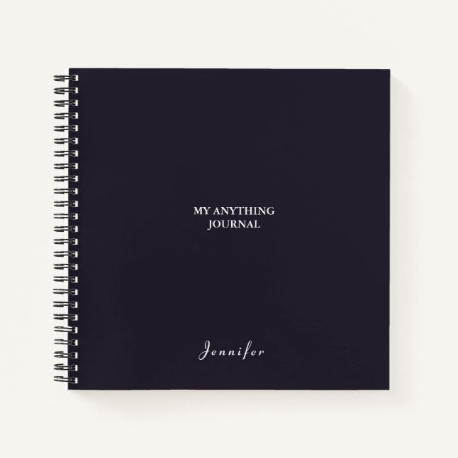 Monogram Minimal Charcoal Gray White Spiral Notebook (Front)