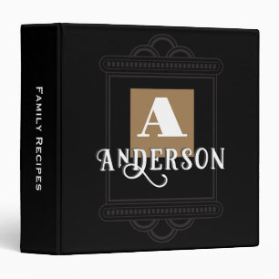 Monogram Minimal Deco Design Recipe 3 Ring Binder