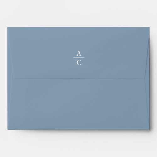 Monogram Minimal Elegant Blue Envelope