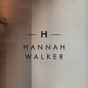 Monogram Minimal Elegant Modern Black Nameplate Window Cling