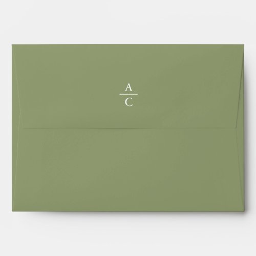 Monogram Minimal Elegant Olivegreen Envelope