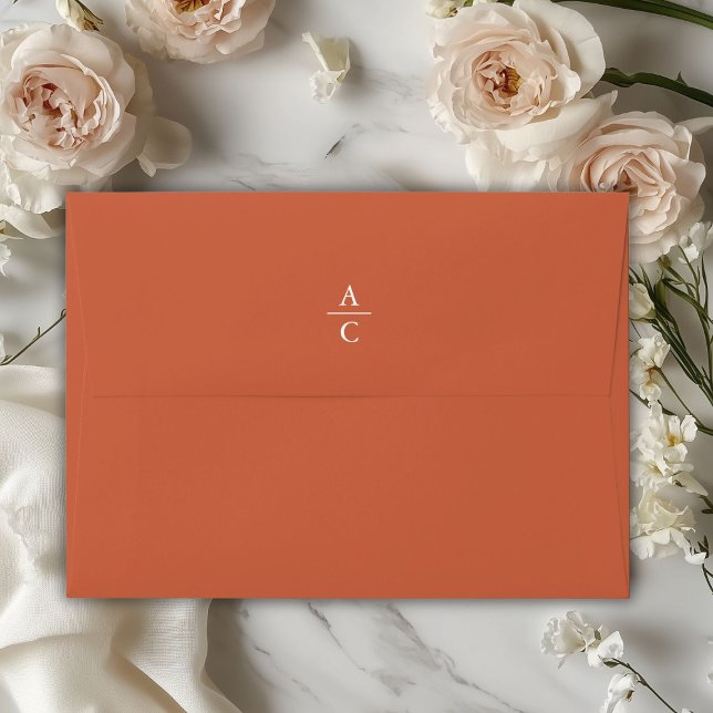 Monogram Minimal Elegant Orange-Brown Envelope (Monogram Minimal Elegant Orange-Brown Envelope)