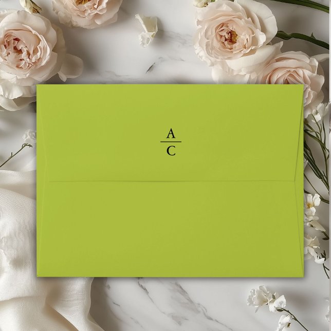 Monogram Minimal Elegant  Pistachio-Green Envelope (Monogram Minimal Elegant Pistachio-Green Envelope)