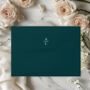 Monogram Minimal Elegant Teal Envelope