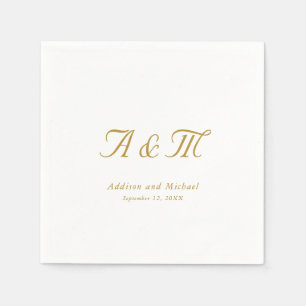 Monogram, Minimal, Elegant, White Napkins