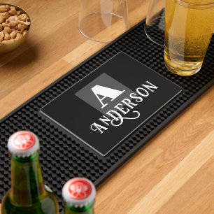 Monogram Minimal Family Name Cool Design Bar Mat