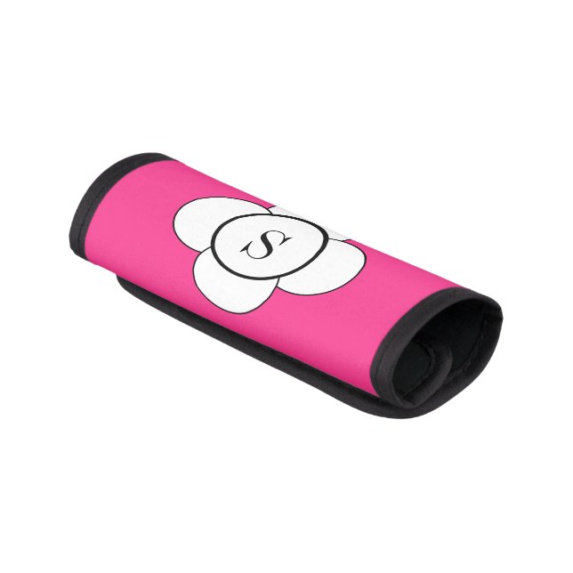 Monogram Minimal Flower Pink Luggage Handle Wrap (Angled)