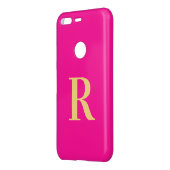 Monogram Minimal Modern Hot Pink Uncommon Google Pixel Case (Back/Left)