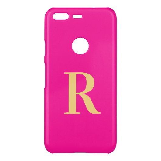 Monogram Minimal Modern Hot Pink Uncommon Google Pixel Case (Back)