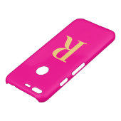 Monogram Minimal Modern Hot Pink Uncommon Google Pixel Case (Top)