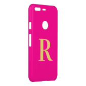 Monogram Minimal Modern Hot Pink Uncommon Google Pixel Case (Back/Right)