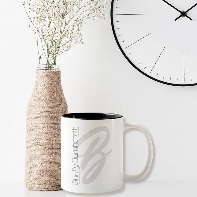  Monogram Minimal Modern Script Business Bold  Two-Tone Coffee Mug (Creator Uploaded)