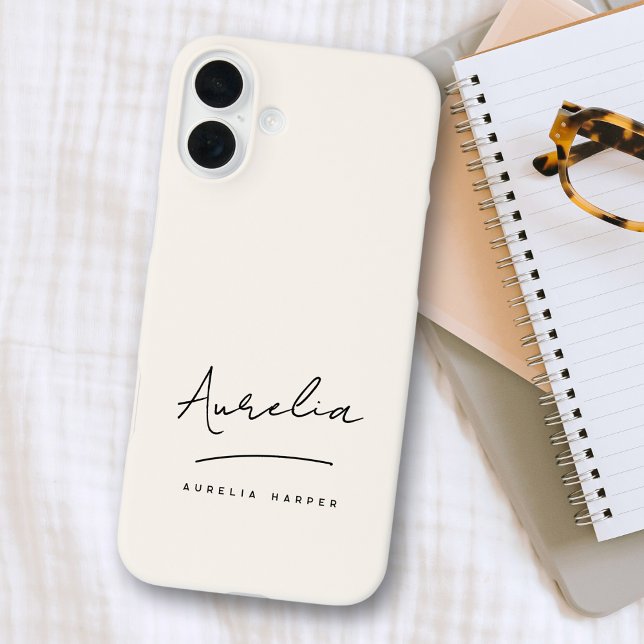 Monogram Minimal Neutral Simple Script Signature Case-Mate iPhone Case (Creator Uploaded)