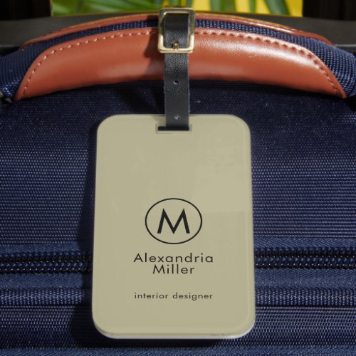 Monogram Minimal Sage Green Luggage Tag