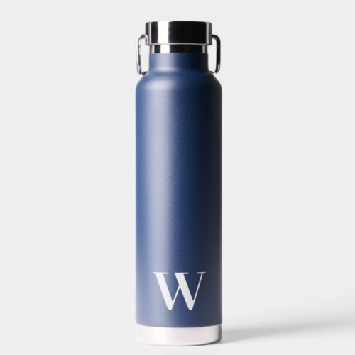 Monogram Minimal Wedding Navy Water Bottle Gift