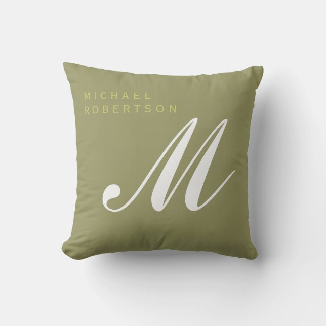 Monogram Minimalist Add Your Name Initial Throw Pillow (Front)
