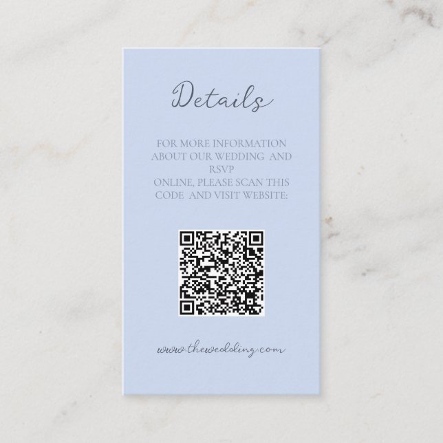 Monogram Minimalist Beau Blue Wedding Details Encl Business Card (Front)