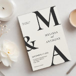 Monogram Minimalist Black and Ecru Modern Wedding Invitation<br><div class="desc">Modern Minimalist Black and Ecru Wedding Invitation. Features bold monogram typography and minimal graphic design. Personalize text with all the details of your special day.</div>