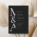 Monogram Minimalist Black and White Modern Wedding Invitation<br><div class="desc">Modern Minimalist Black and White Wedding Invitation. Features bold monogram typography and minimal graphic design. Personalize text with all the details of your special day.</div>