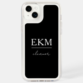Monogram Minimalist Black and White Speck iPhone 14 Plus Case