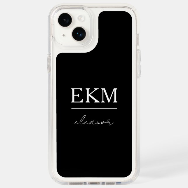 Monogram Minimalist Black and White Speck iPhone Case (Front)