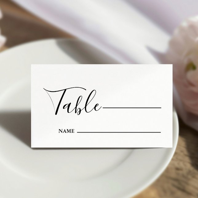 Monogram Minimalist Black and White Wedding  Place Card (Creator Uploaded)