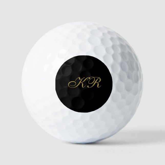 Monogram Minimalist Black Gold Initials Elegant  Golf Balls (Front)
