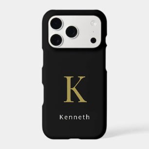 Monogram Minimalist Black Gold White Modern Men iPhone 17 Pro Case