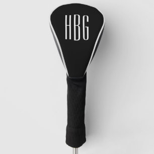 Monogram Minimalist Black White Initial Golf Head Cover