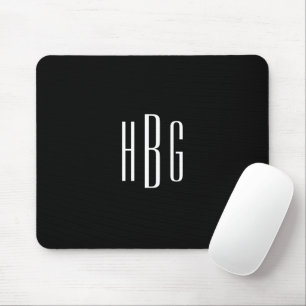 Monogram Minimalist Black White Initial Mouse Pad