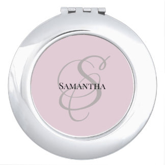 Monogram Minimalist Blush Pink Bridesmaid Gift  Compact Mirror