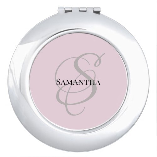 Monogram Minimalist Blush Pink Bridesmaid Gift  Compact Mirror