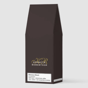 Monogram Minimalist Brown Gold Cream Elegant Men Roasted Coffee