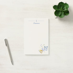 Monogram Minimalist Butterfly Botanical Cottage  Post-it Notes