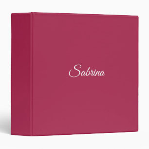Monogram minimalist cherry rose pink 3 ring binder