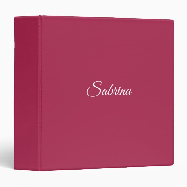 Monogram minimalist cherry rose pink 3 ring binder (Front/Spine)