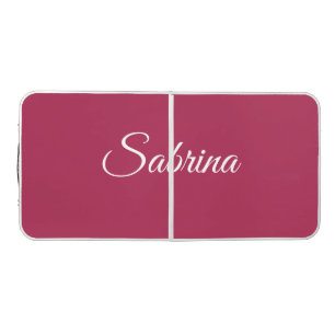 Monogram minimalist cherry rose pink beer pong table