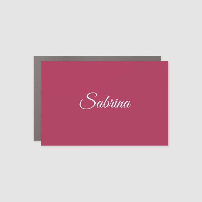 Monogram minimalist cherry rose pink car magnet (Front)