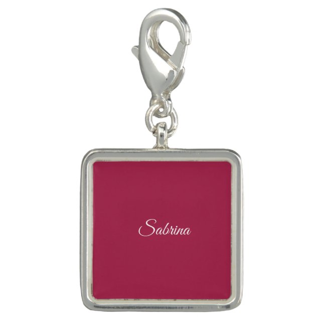 Monogram minimalist cherry rose pink charm (Front)