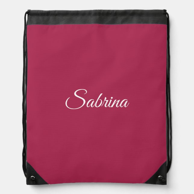 Monogram minimalist cherry rose pink drawstring bag (Front)