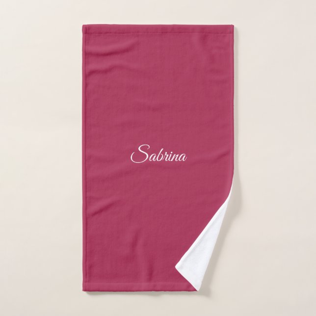 Monogram minimalist cherry rose pink hand towel  (Hand Towel)