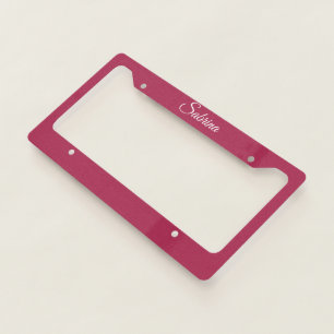 Monogram minimalist cherry rose pink license plate frame
