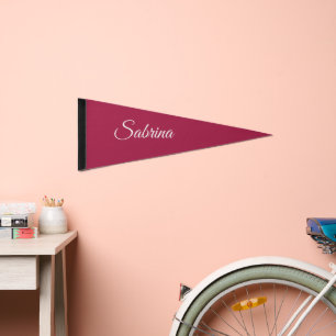 Monogram minimalist cherry rose pink pennant flag