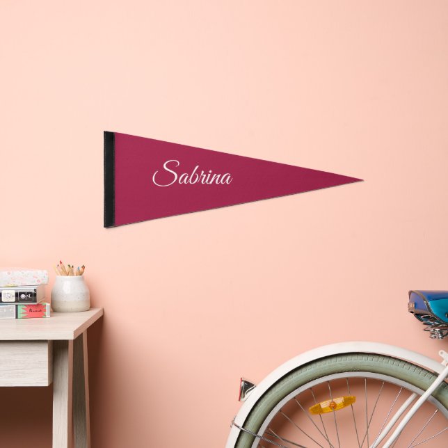 Monogram minimalist cherry rose pink pennant flag (Front)