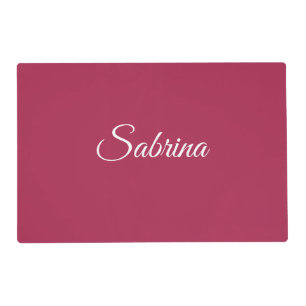 Monogram minimalist cherry rose pink placemat